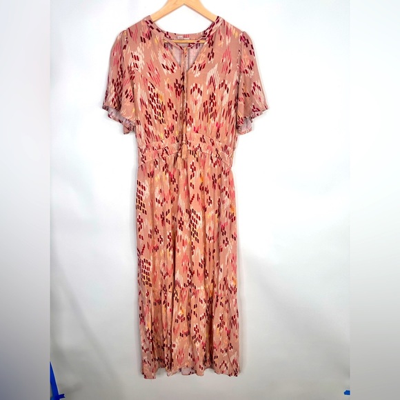 Knox Rose Dress Med Maxi Cottagecore Boho Tiered Flowy Lagenlook Thin Knit - Picture 1 of 10